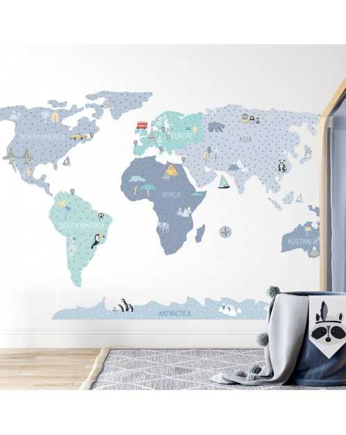 Wall sticker | blue map