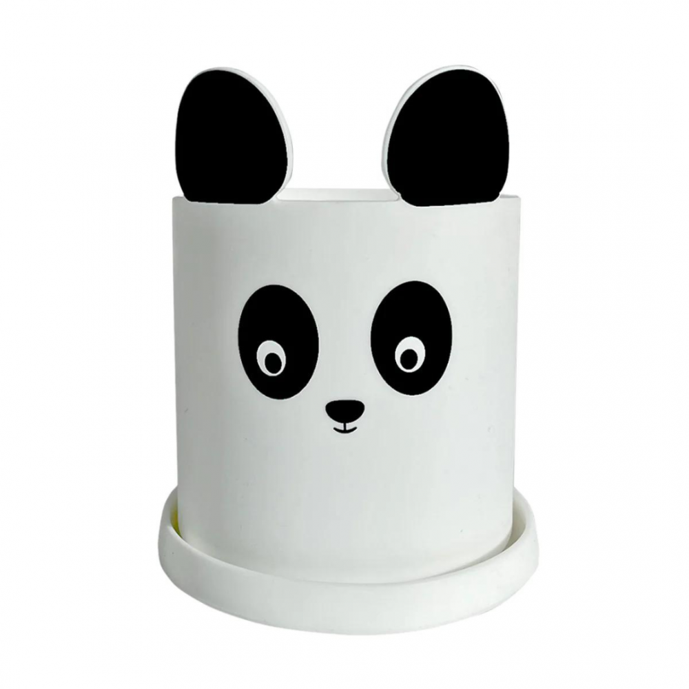 HAPPILY Silikoninis vazonas, PANDA, BALTA HAPPILY Silikoninis vazonas, PANDA, BALTA