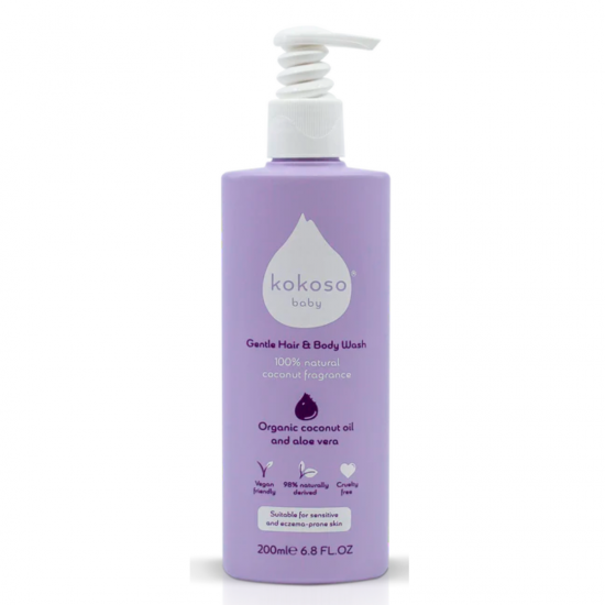 KOKOSO BABY kūno ir plaukų prausiklis vaikams, Kokosų kvapo, 200 ml.