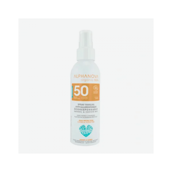 ALPHANOVA SUN SPF50 mineralinė purškiama saulės apsauga šeimai 150ml