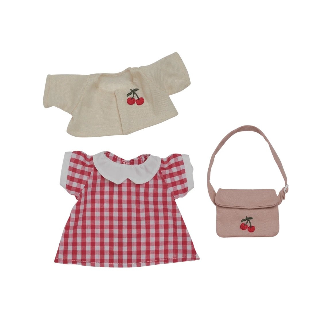 OLLI ELLA DINKUM LĖLĖS DRABUŽIŲ RINKINYS, CHERRY GINGHAM
