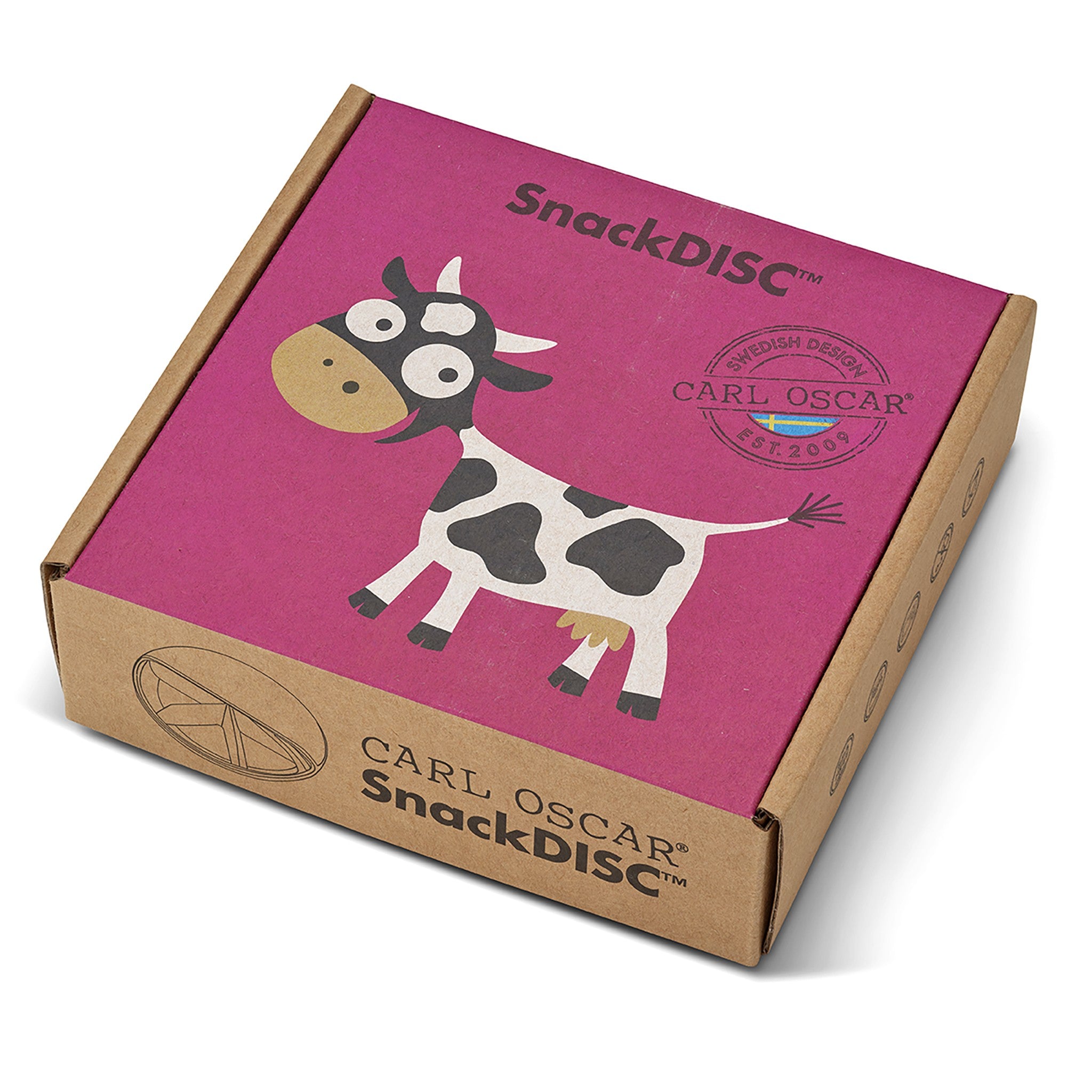 CARL OSCAR besisukanti užkandžių dėžutė, SNACK DISC, KARVĖ, 15 cm.