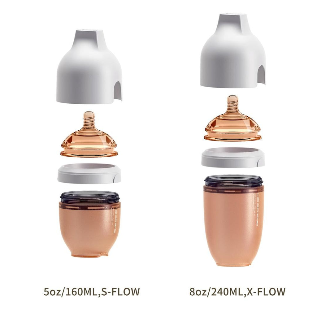HEORSHE silikoninis buteliukas kūdikiui, 160 ml. PILKAS