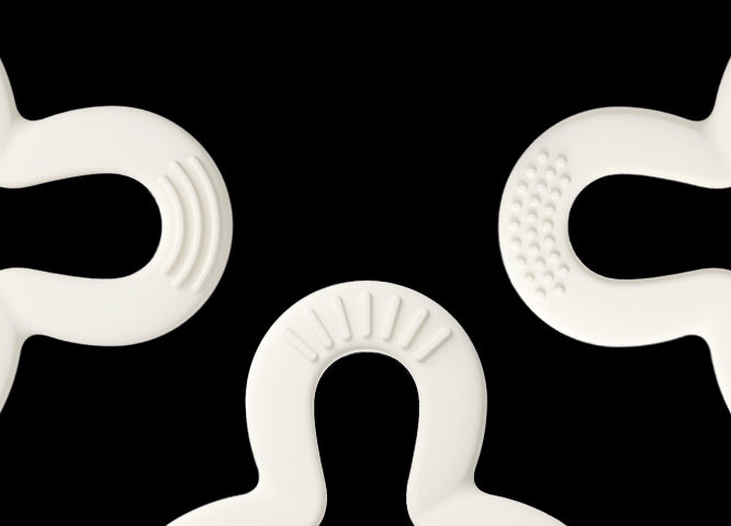 HEORSHE Silikoninis kramtukas Shamrock, Balta + Pilka 2 vnt.