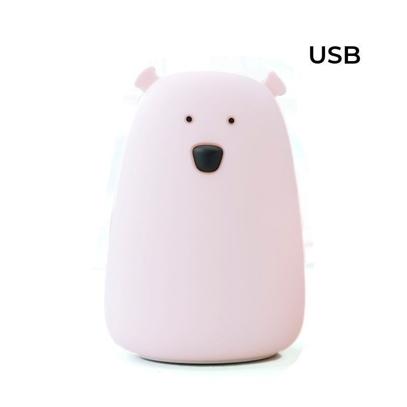 RABBIT AND FRIENDS naktinė lemputė MEŠKUTIS, ROŽINĖ