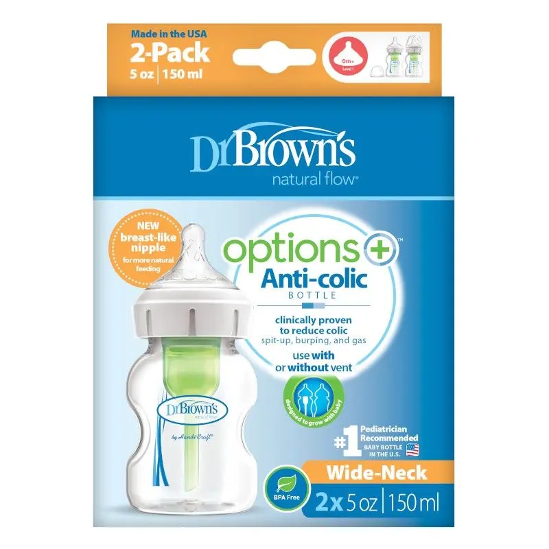 DR.BROWN'S buteliukai OPTIONS+ plačiu kakleliu, 150ml, 2 vnt.