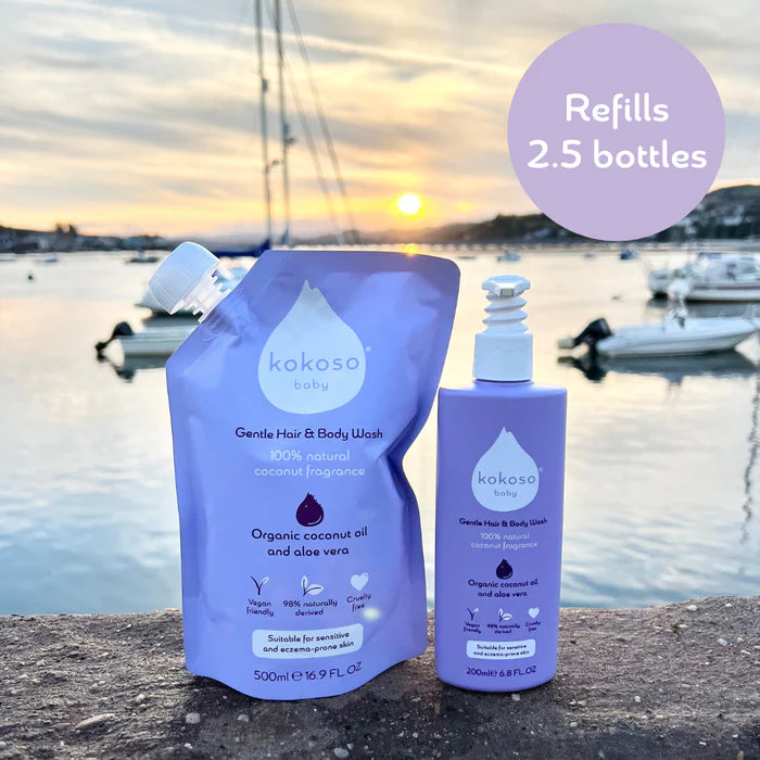 KOKOSO BABY kūno ir plaukų prausiklis vaikams, kokosų kvapo, 500 ml., papildymas