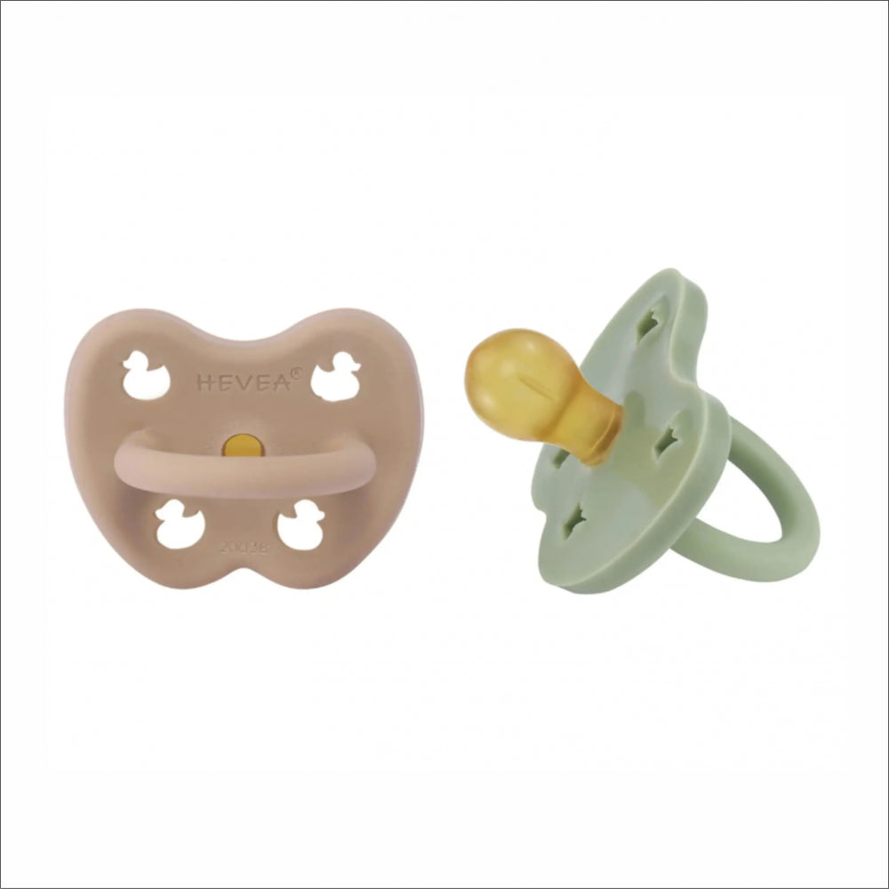 HEVEA apvalūs čiulptukai, TAN BEIGE - MOSS GREEN , 3-36 mėn., 2 vnt.