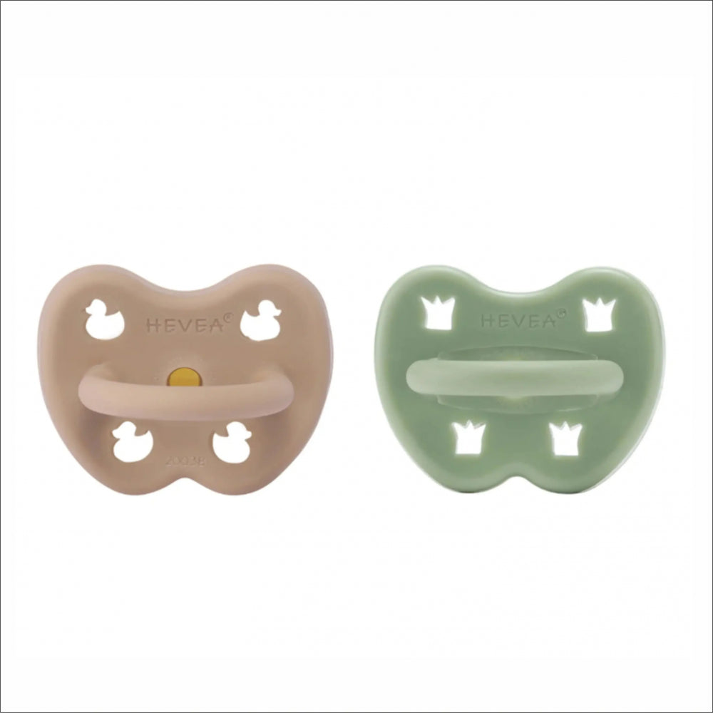 HEVEA apvalūs čiulptukai, TAN BEIGE - MOSS GREEN , 3-36 mėn., 2 vnt.