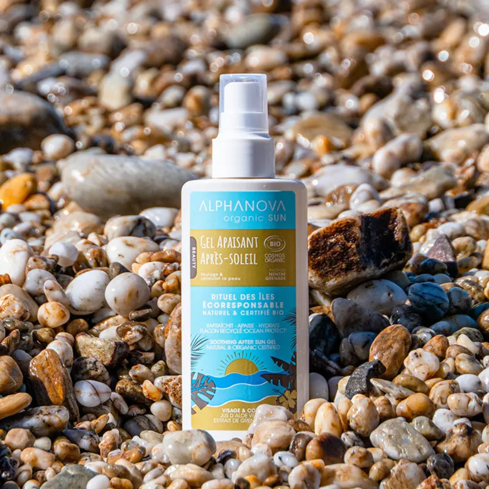 ALPHANOVA SUN ekologiškas raminamasis pienelis po saulės su mėtomis ir alaviju, 125 ml