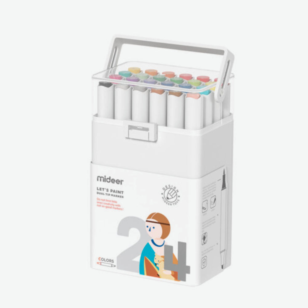 MIDEER nuplaunami dvipusiai markeriai flomasteriai, 24 spalvos