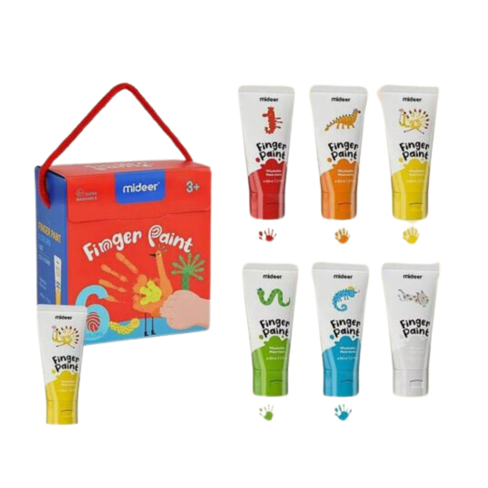 MIDEER Dažai piešimui pirštais, 6 spalvos