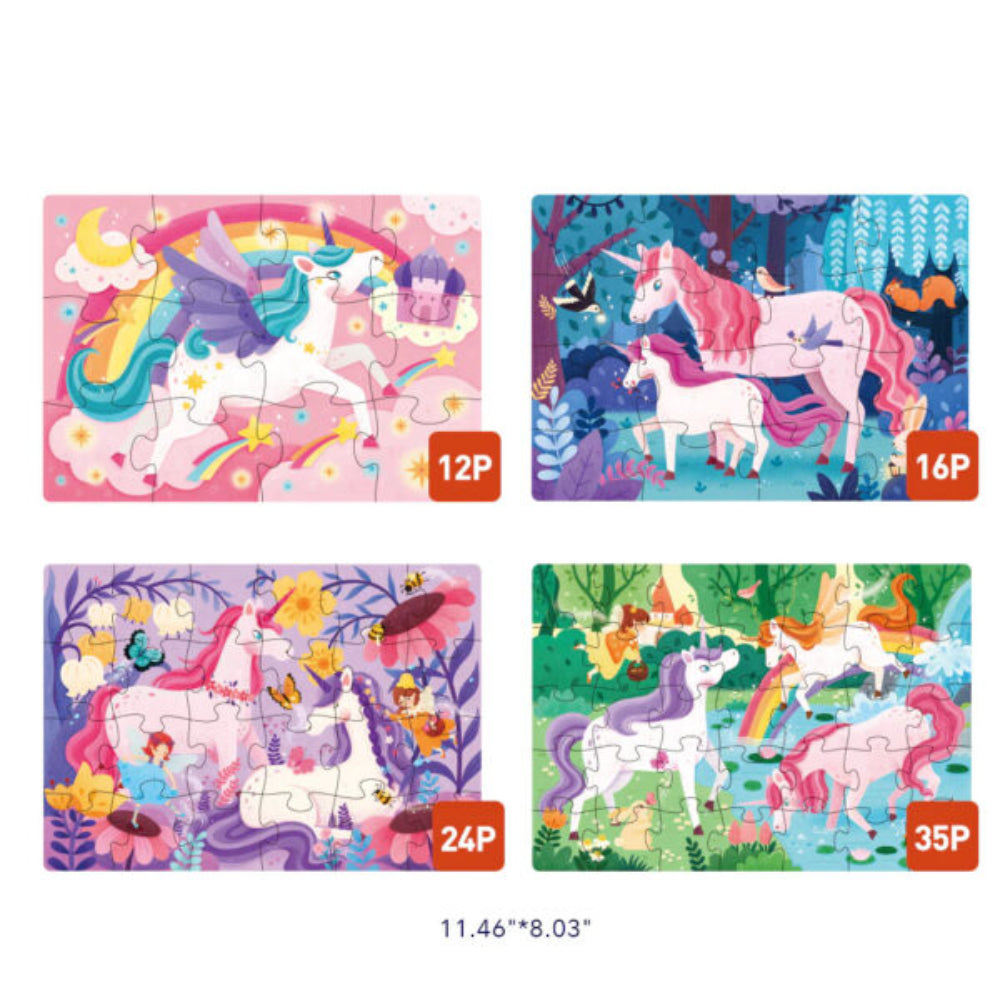 MIDEER level Up 4in1 dėlionių rinkinys , Vienaragis