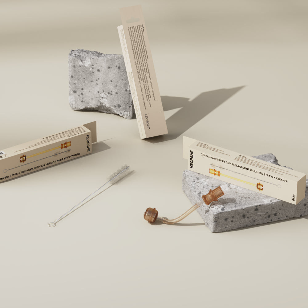 HEORSHE DENTAL CARE gertuvės kūdikiui šiaudelis, 9+ (naujasis gertuvės modelis)