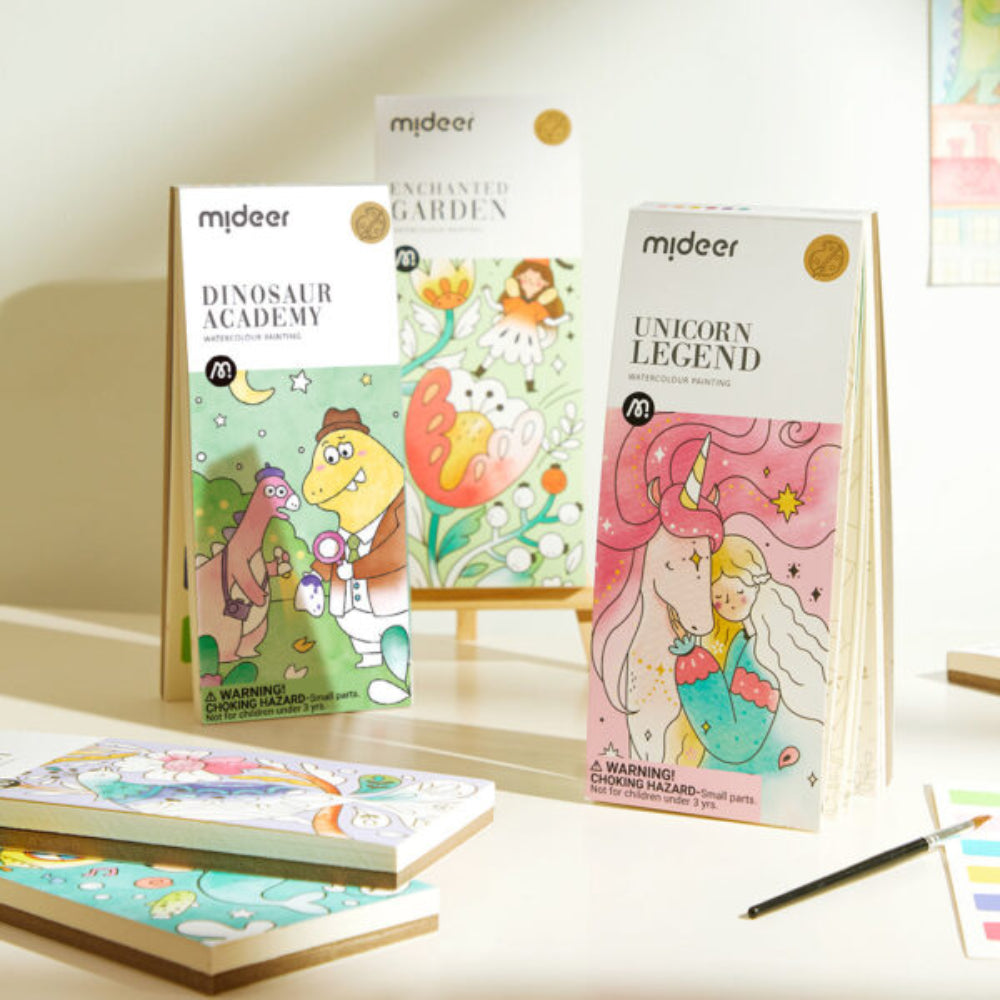 MIDEER spalvinimo akvarele knygelė DINOZAURŲ AKADEMIJA