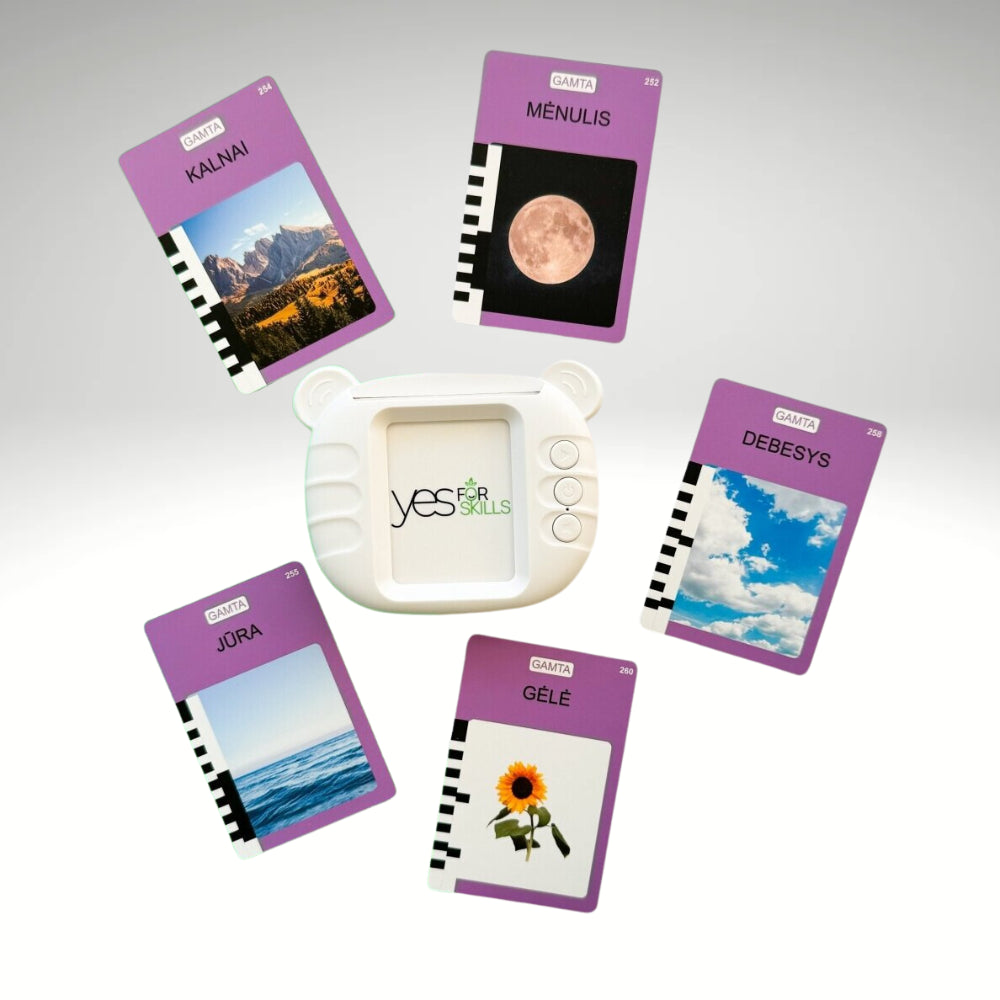 Yes For Skills lietuviškai įgarsintos kortelės „Šnekančios kortelės“, kalbančios lietuviškai