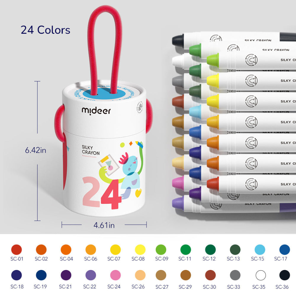 MIDEER šilkinės kreidelės, 24 spalvos