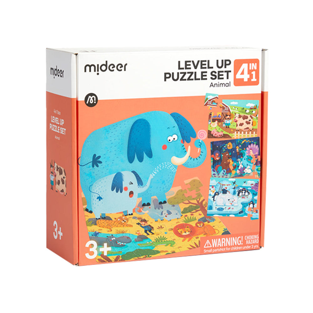 MIDEER level Up 4in1 dėlionių rinkinys, Gyvūnai