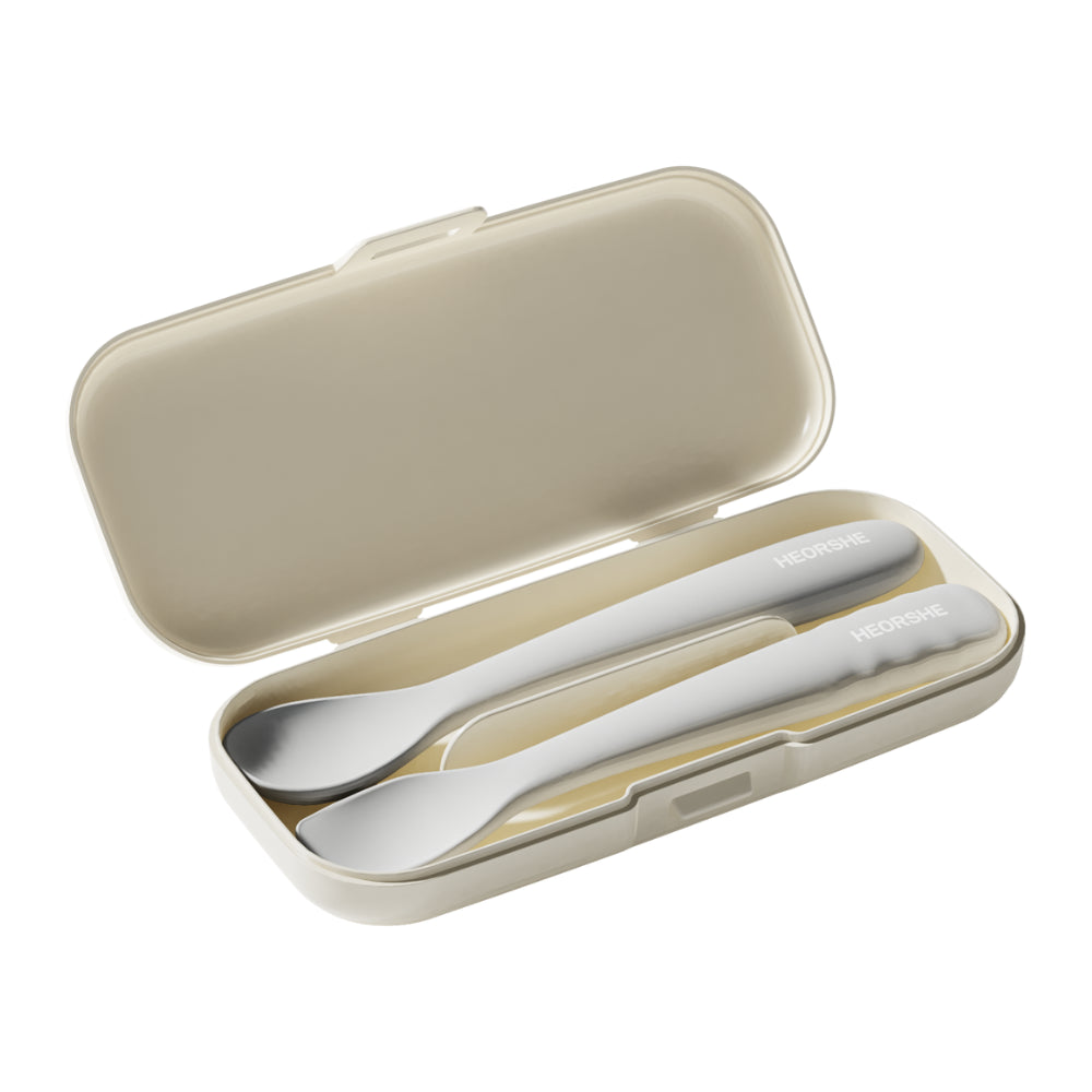 HEORSHE silikoniniai šaukšteliai kūdikiui, BALTA, 2 vnt.