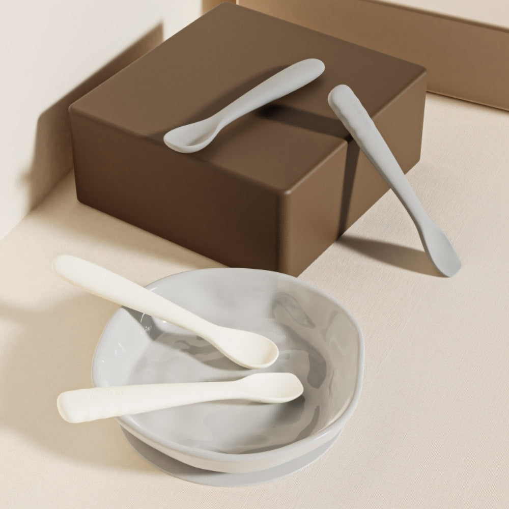 HEORSHE silikoniniai šaukšteliai kūdikiui, BALTA, 2 vnt.