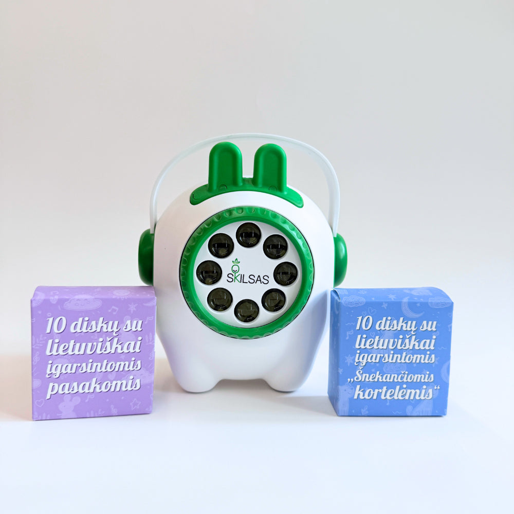 YES FOR SKILLS projektorius vaikams su lietuviškomis lopšinėmis + lietuviškai įgarsintos šnekančios kortelės