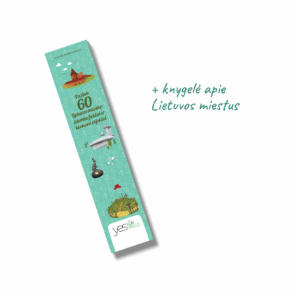 YES FOR SKILLS Lietuvos žemėlapis ,,Pažink Lietuvą“ su daugkartinio naudojimo lipdukais (miestų simboliais ir herbais)
