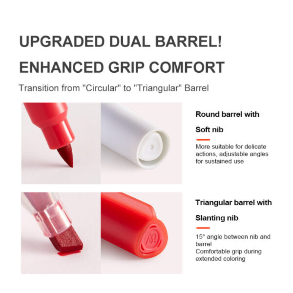 MIDEER dvipusiai markeriai su skaidriais dangteliais, 24 spalvos