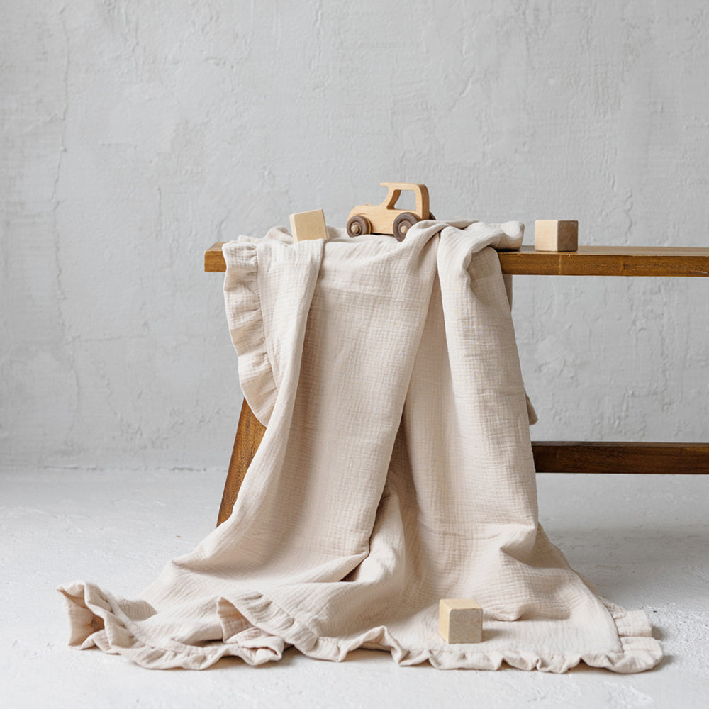 DANI&MARC muslino pledas vaikams, 100x130, tamsiai žalia