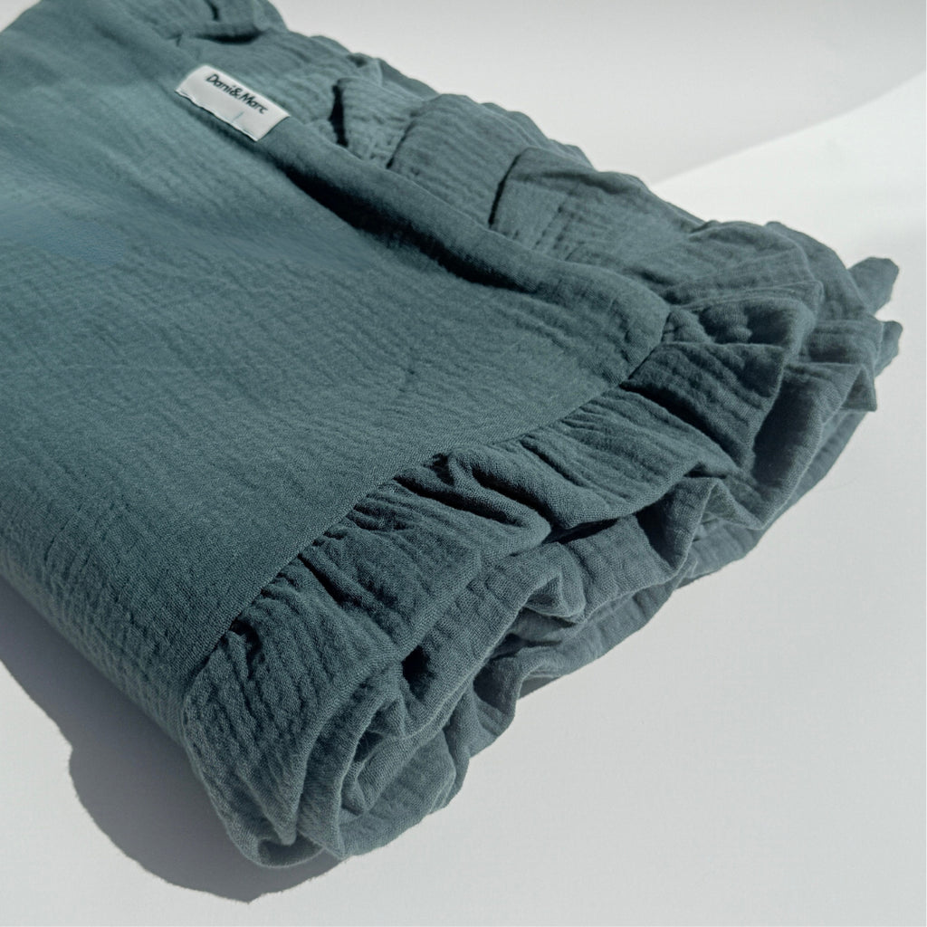 DANI&MARC muslino pledas vaikams, 100x130, tamsiai žalia