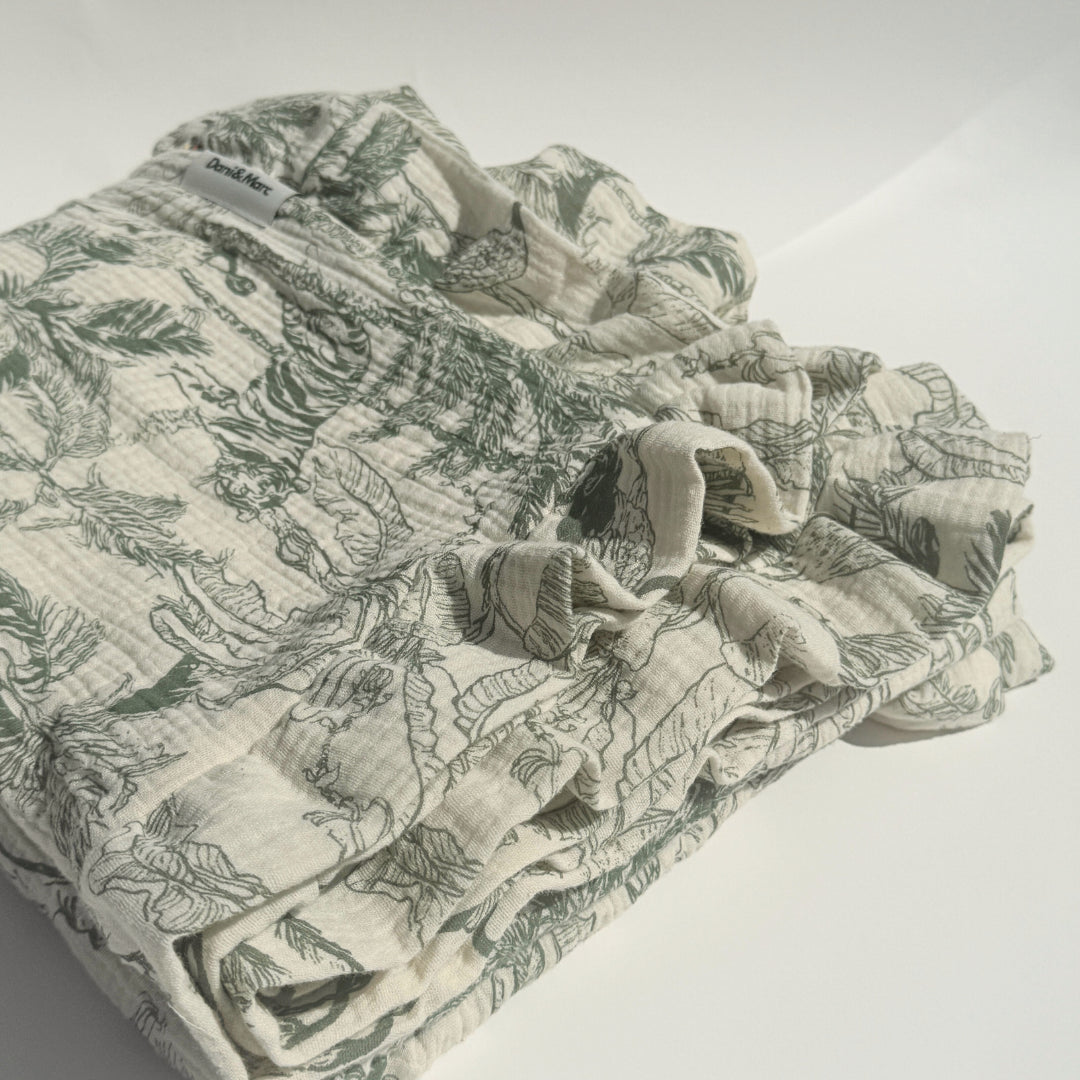 DANI&MARC muslino pledas vaikams, 100x130, žalia savana