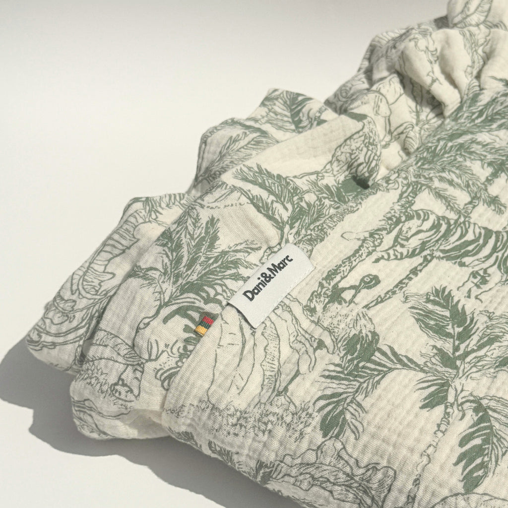 DANI&MARC muslino pledas vaikams, 100x130, žalia savana