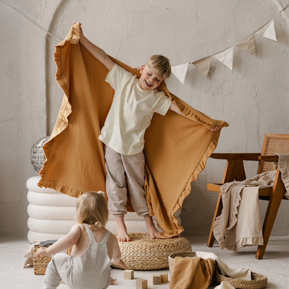 DANI&MARC muslino pledas vaikams, 100x130, smėlinė