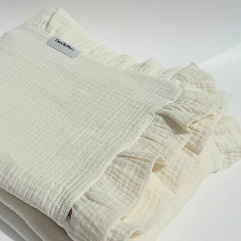 DANI&MARC muslino pledas vaikams, 100x130, švelniai smėlinė