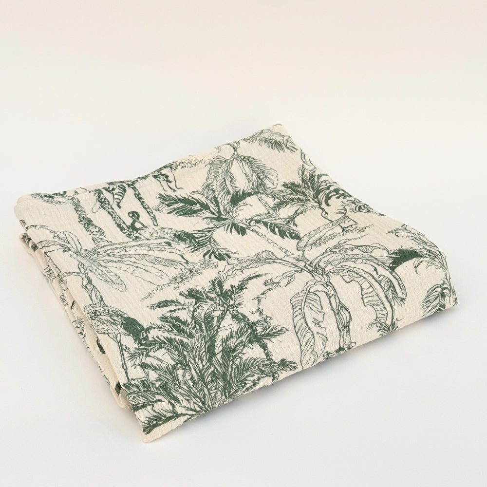 DANI&MARC muslino vystyklas, 100x100, žalia savana