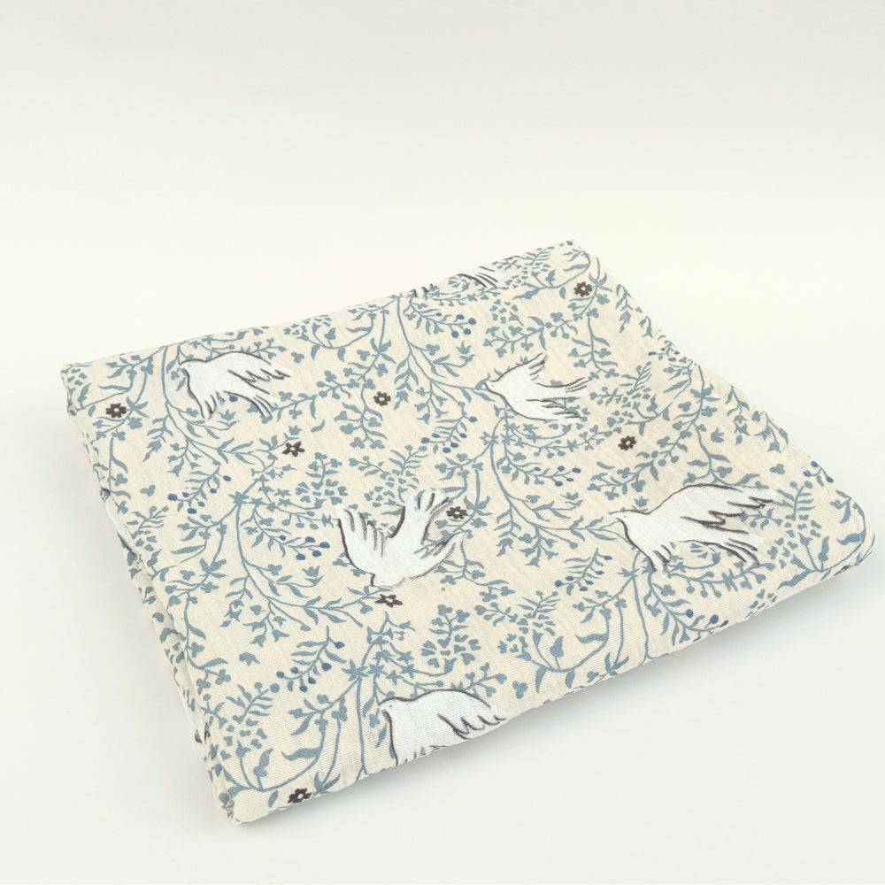 DANI&MARC muslino vystyklas, 100x100, balta/pauščiai