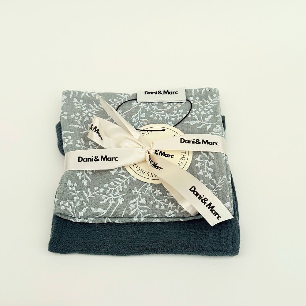 DANI&MARC muslino merliukai viengubi 30x30, 2 vnt.