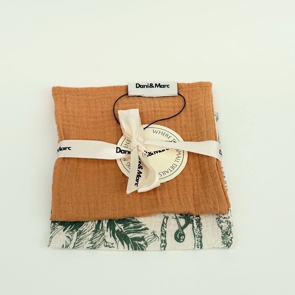 DANI&MARC muslino merliukai viengubi 30x30, 2 vnt.