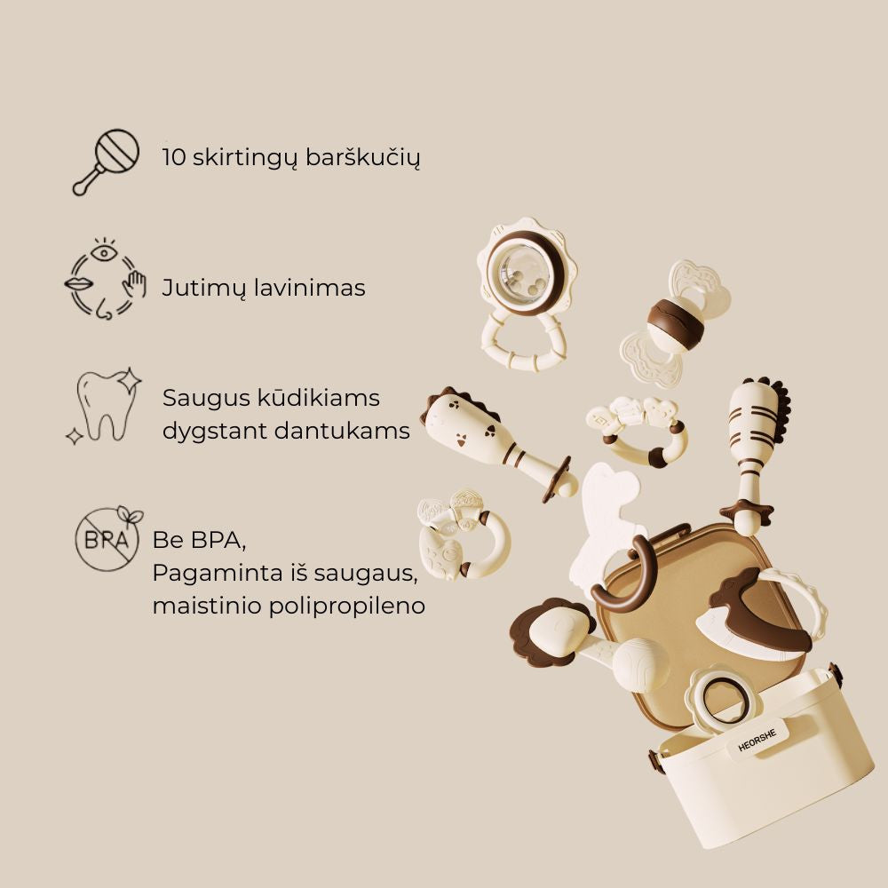 HEORSHE barškučių rinkinys, 10 vnt.