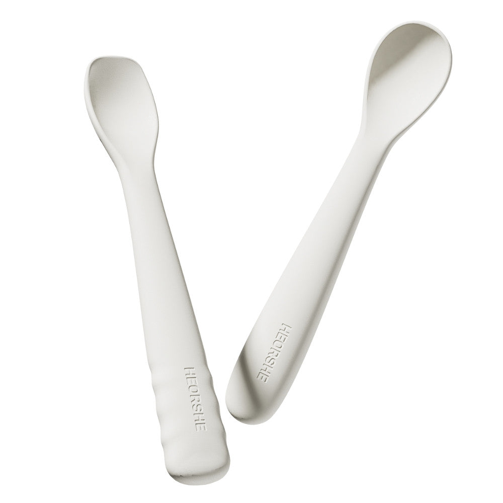 HEORSHE silikoniniai šaukšteliai kūdikiui, BALTA, 2 vnt.