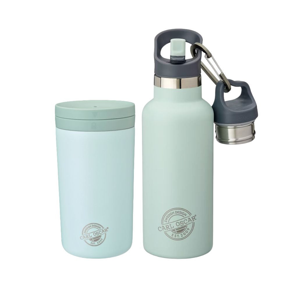 CARL OSCAR žalias termo rinkinys – gertuvė + puodelis