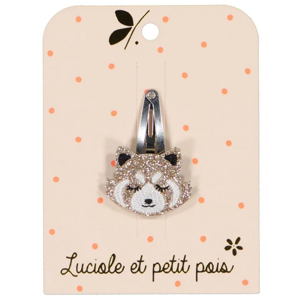 Plaukų segtukas mergaitėms, Raudonoji panda(auksiniai blizgučiai)