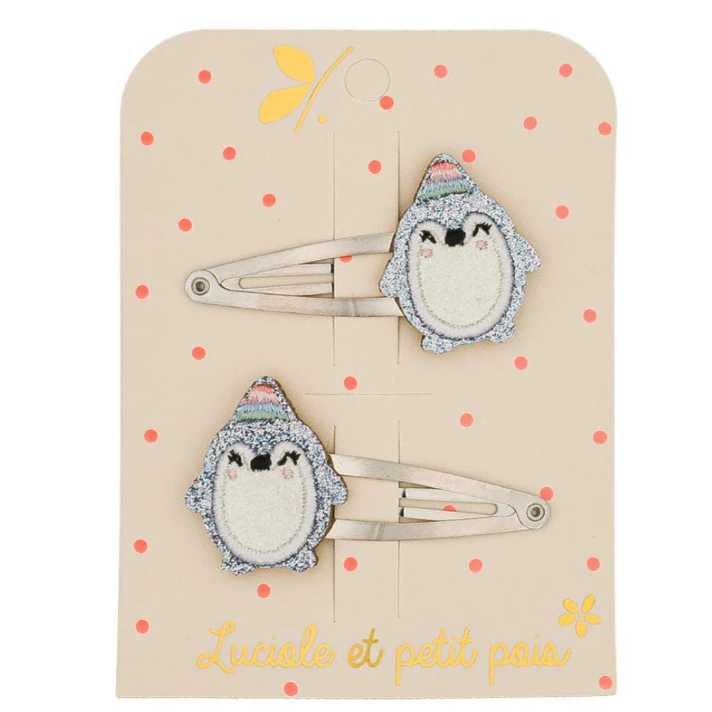 Plaukų segtukas mergaitėms su kaspinu, Pingvinas, 2 vnt.