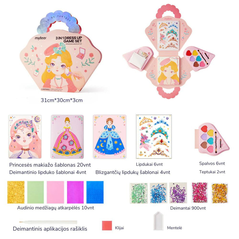 MIDEER 3in1 kūrybinių dirbtuvių rinkinys "Princesės fantazijų makiažas
