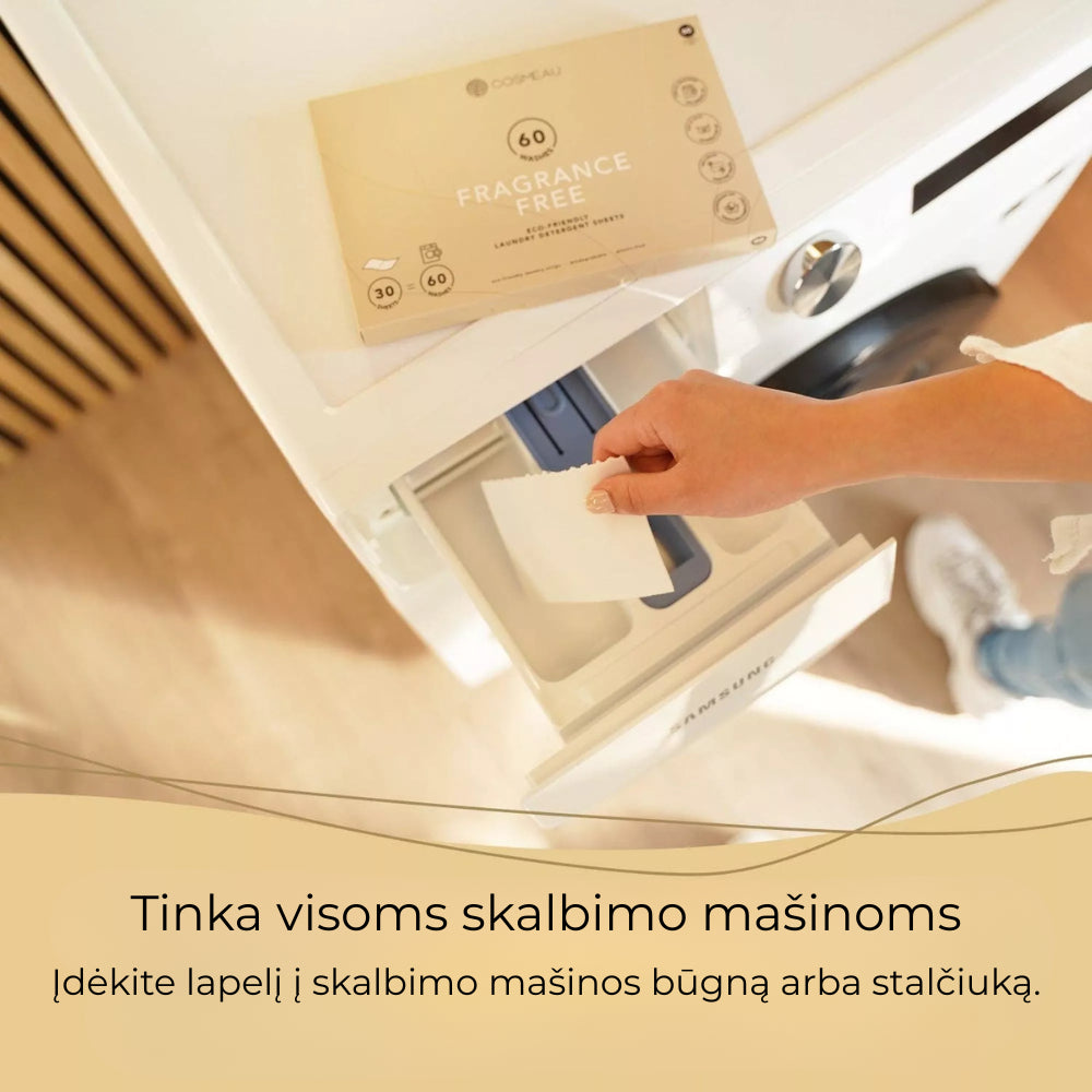 COSMEAU skalbimo lapeliai, BE KVAPO, 120 vnt.