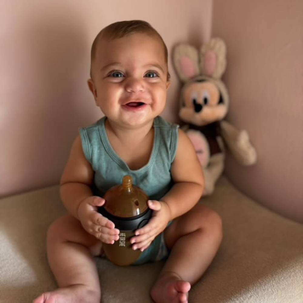 HEORSHE silikoninis buteliukas kūdikiui, 240 ml. JUODAS