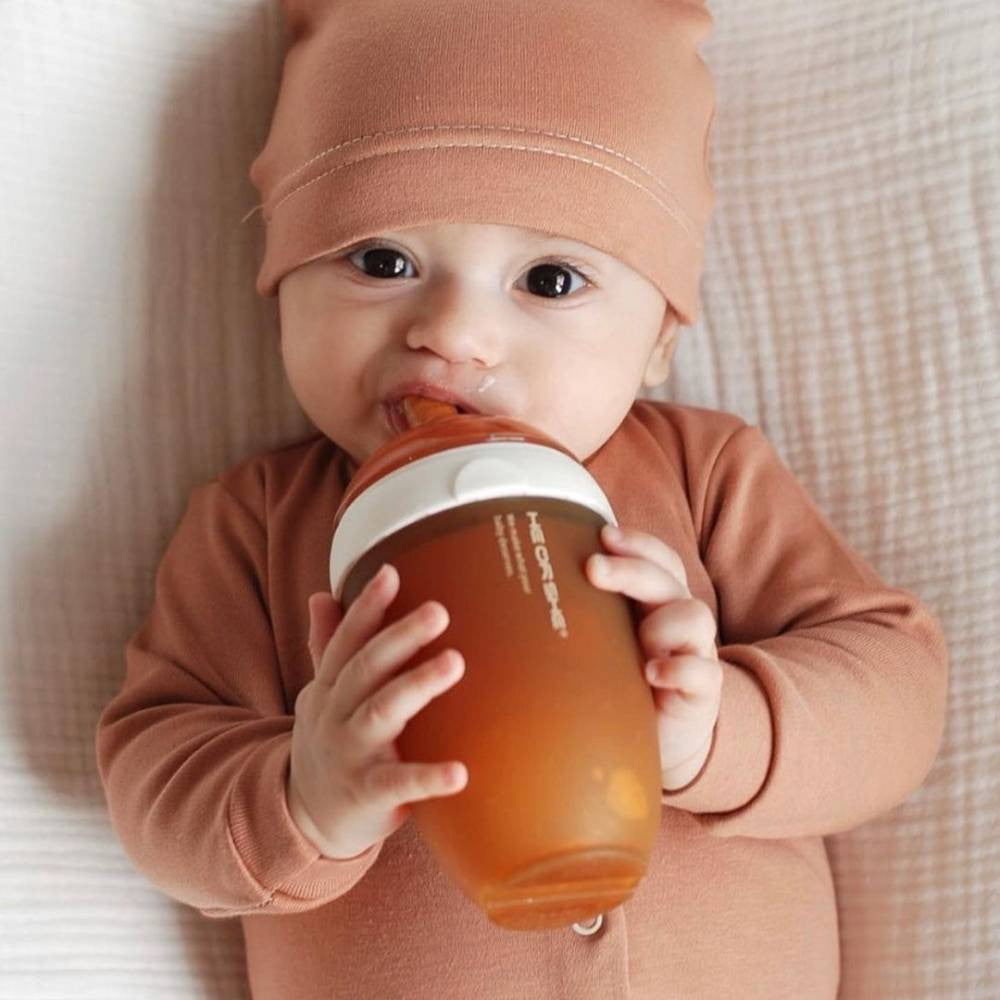 HEORSHE silikoninis buteliukas kūdikiui, 240 ml. BALTAS