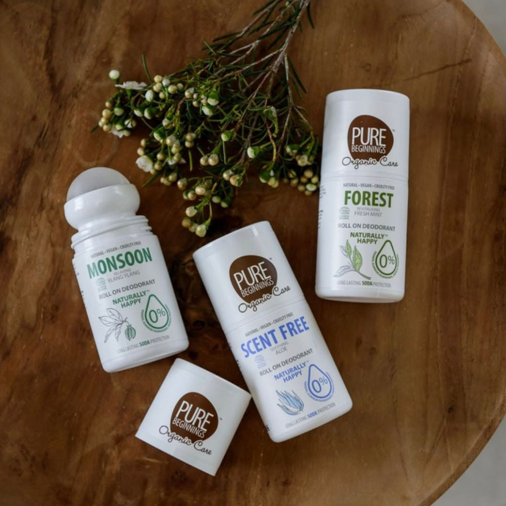 PURE BEGINNINGS rutulinis dezodorantas, BE KVAPO