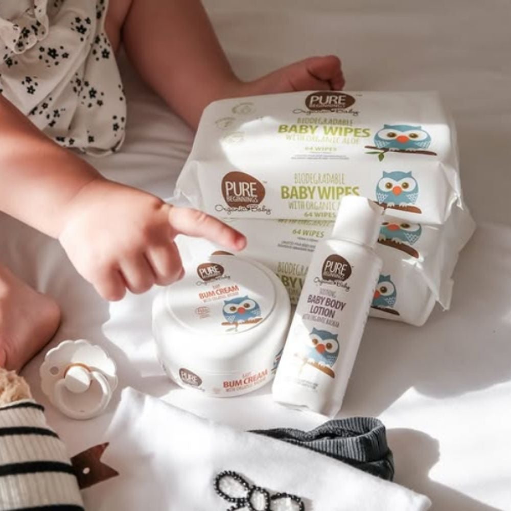 PURE BEGINNINGS raminantis organiškas losjonas kūdikiams su baobabo ekstraktu, 250 ml