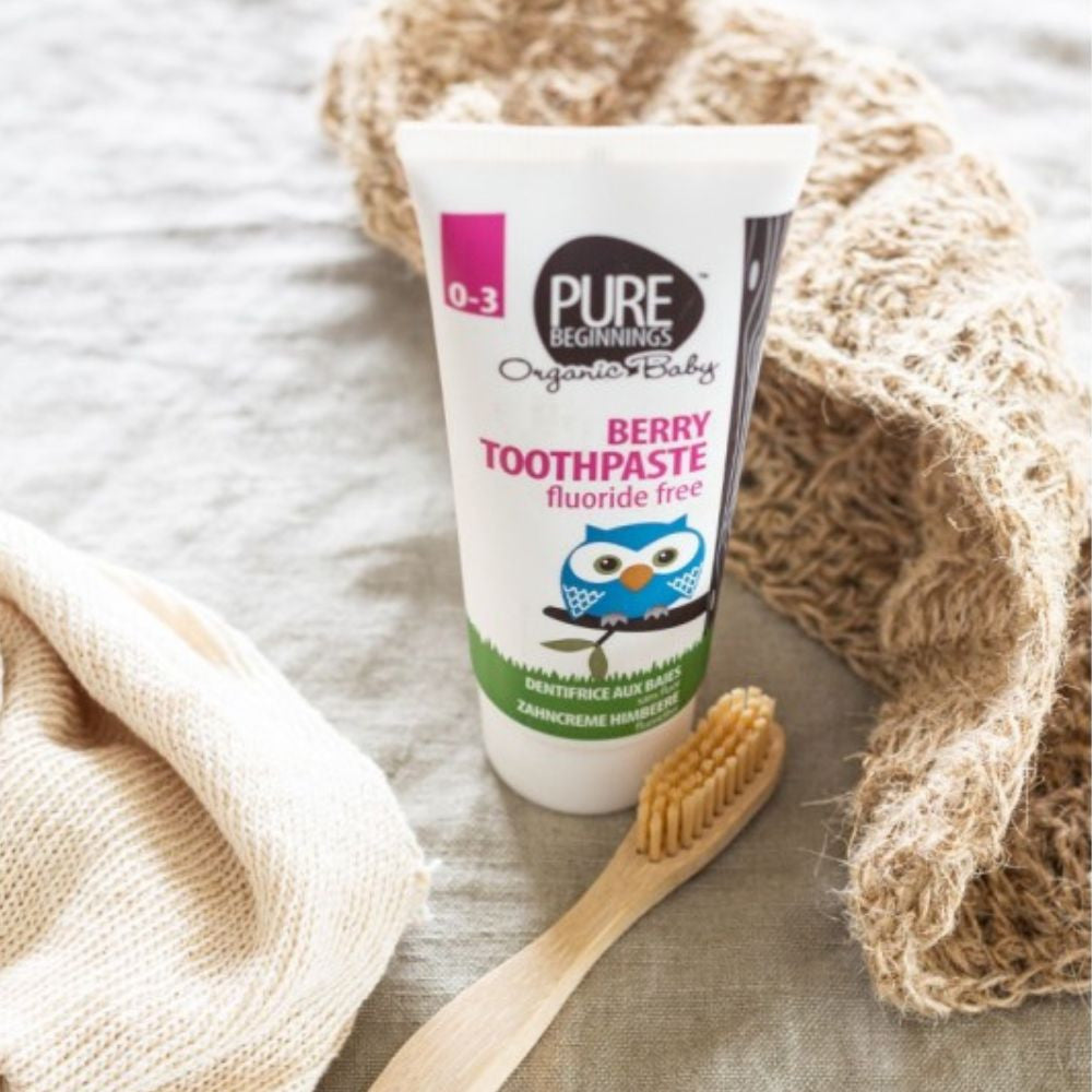 PURE BEGINNINGS dantų pasta vaikams be fluoro, UOGŲ SKONIO, 0-3 m.