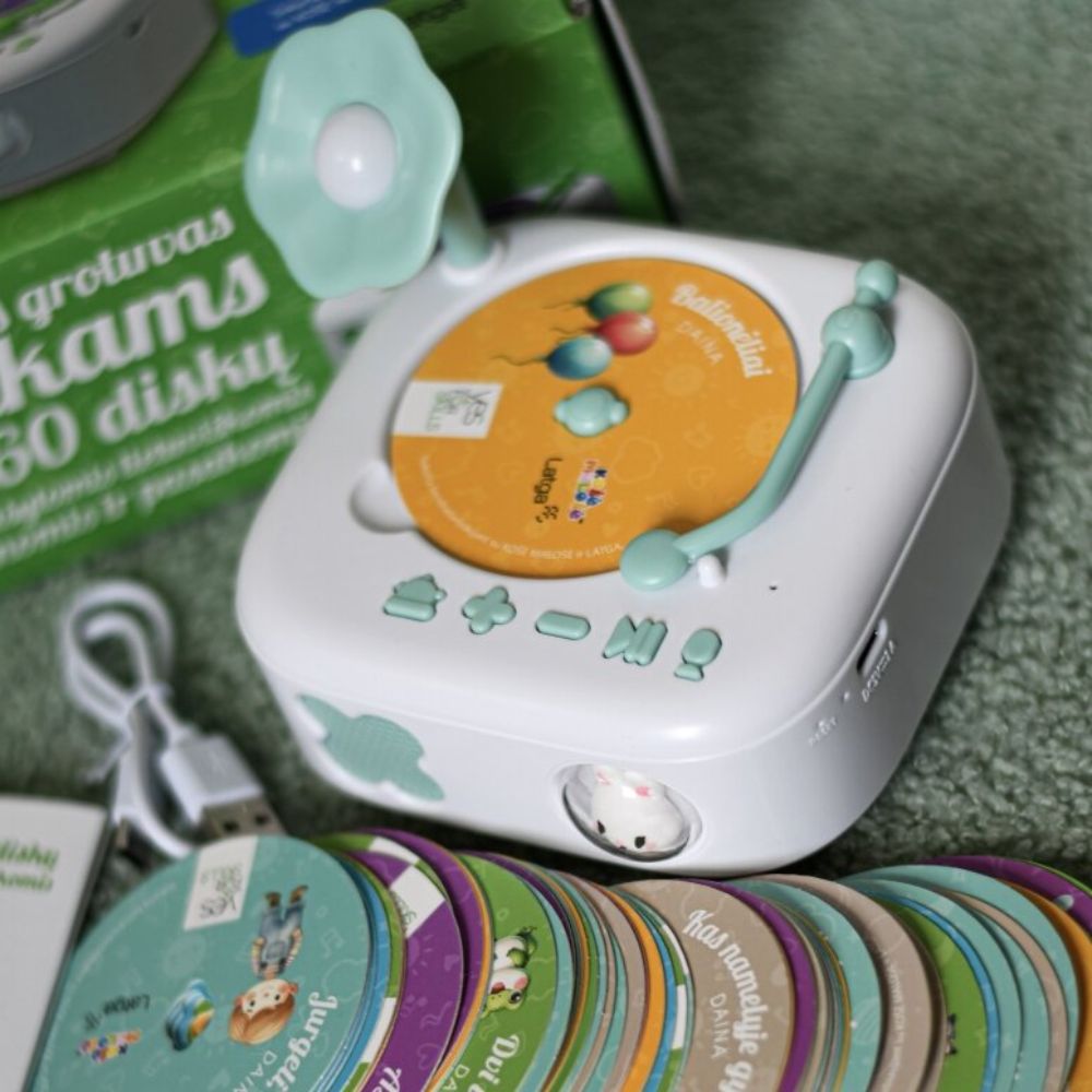 Yes For Skills muzikos grotuvas vaikams su 60 diskų (su įrašytomis lietuviškomis dainomis ir pasakomis)